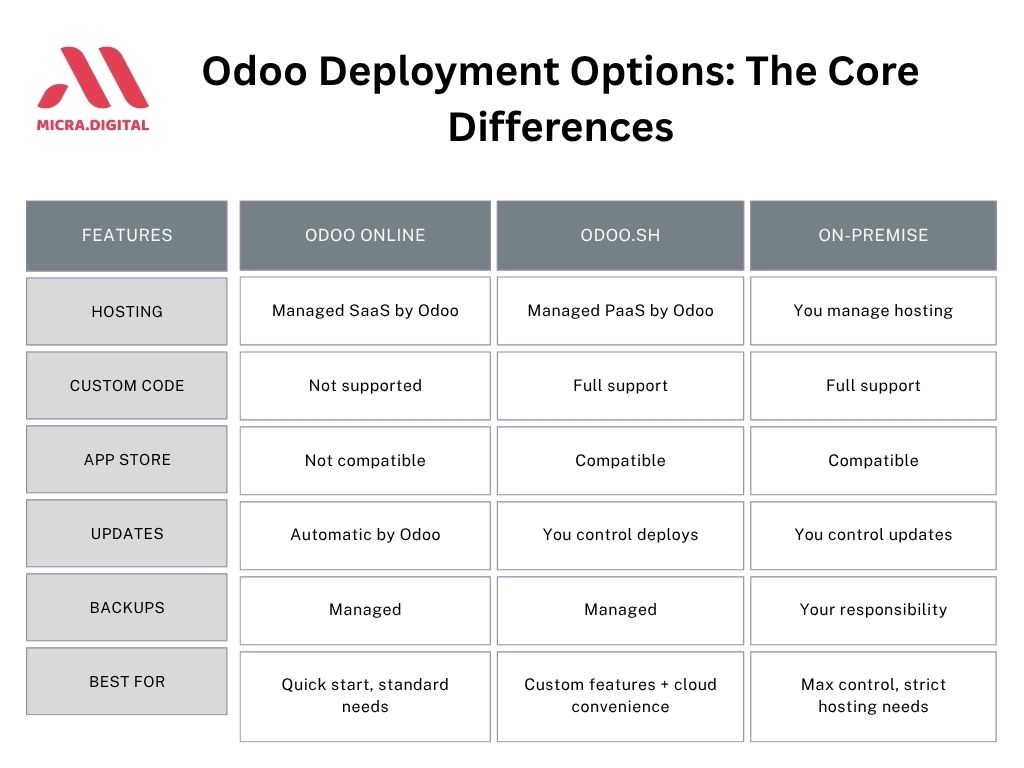 Odoo Online vs Odoo.sh vs On-Premise: Which One Fits Your Business Best ...